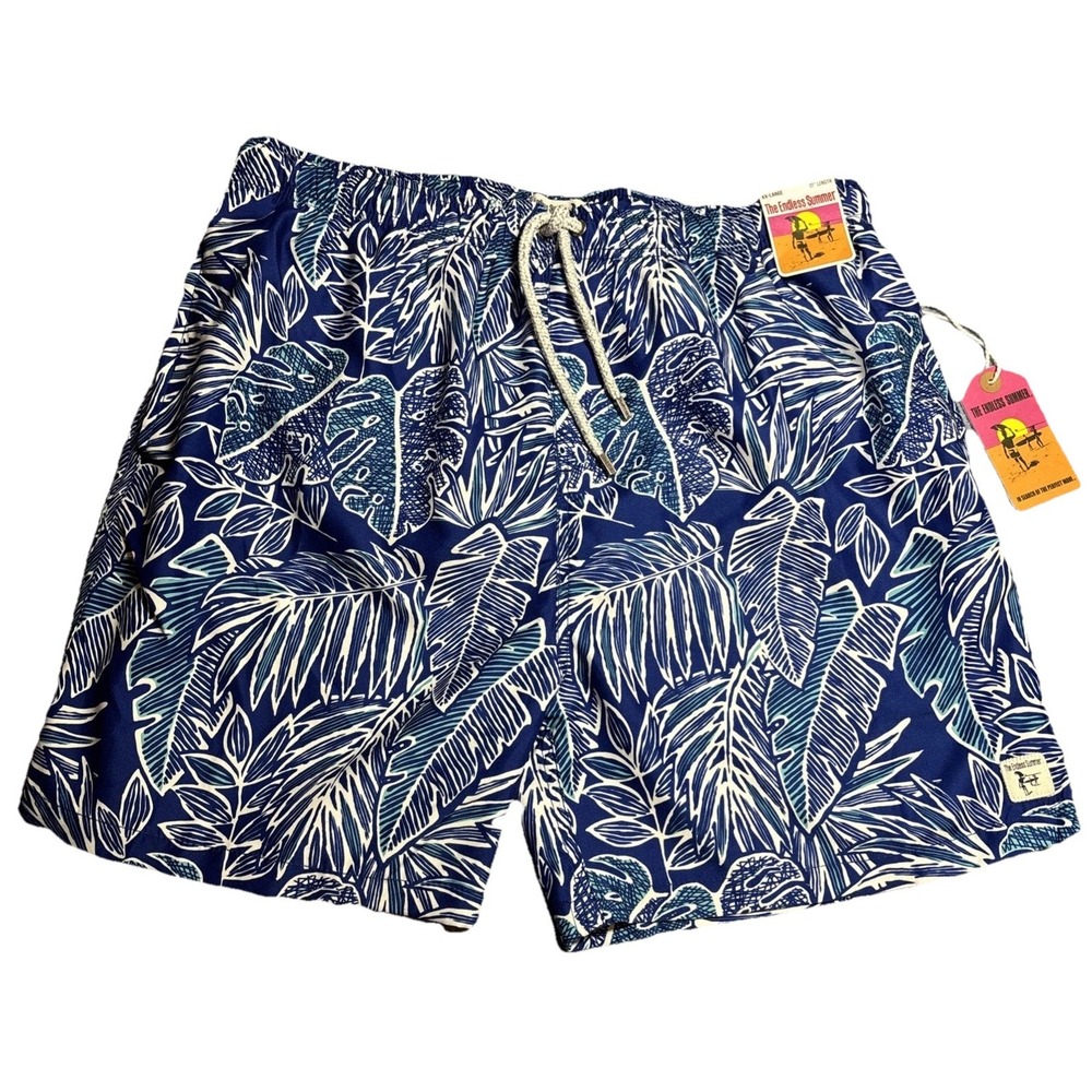 The Endless Summer Swim Shorts Men's Navy NWT Tropical Volley Style Size XXL